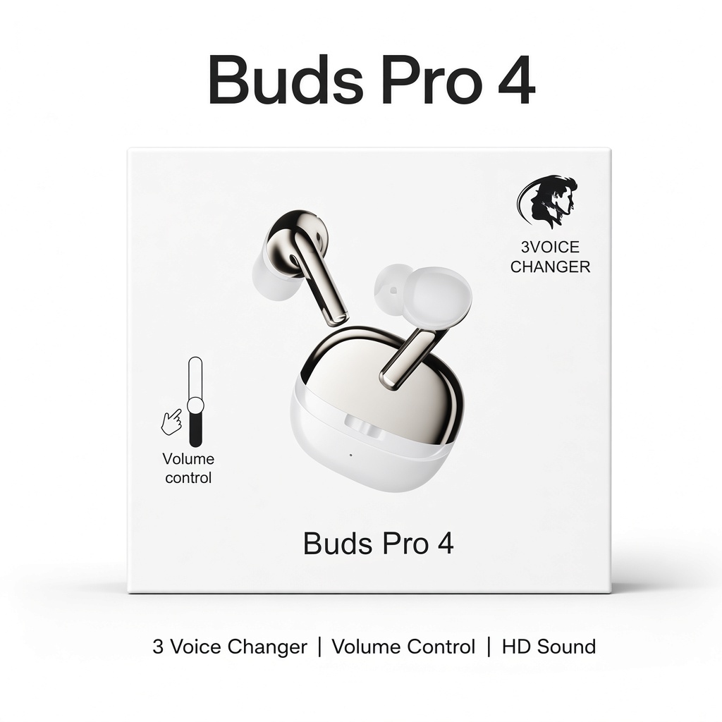 Buds Pro 4 Wireless Earbuds – 3 Voice Changer & Volume Control — ZK Zenix - Image 1